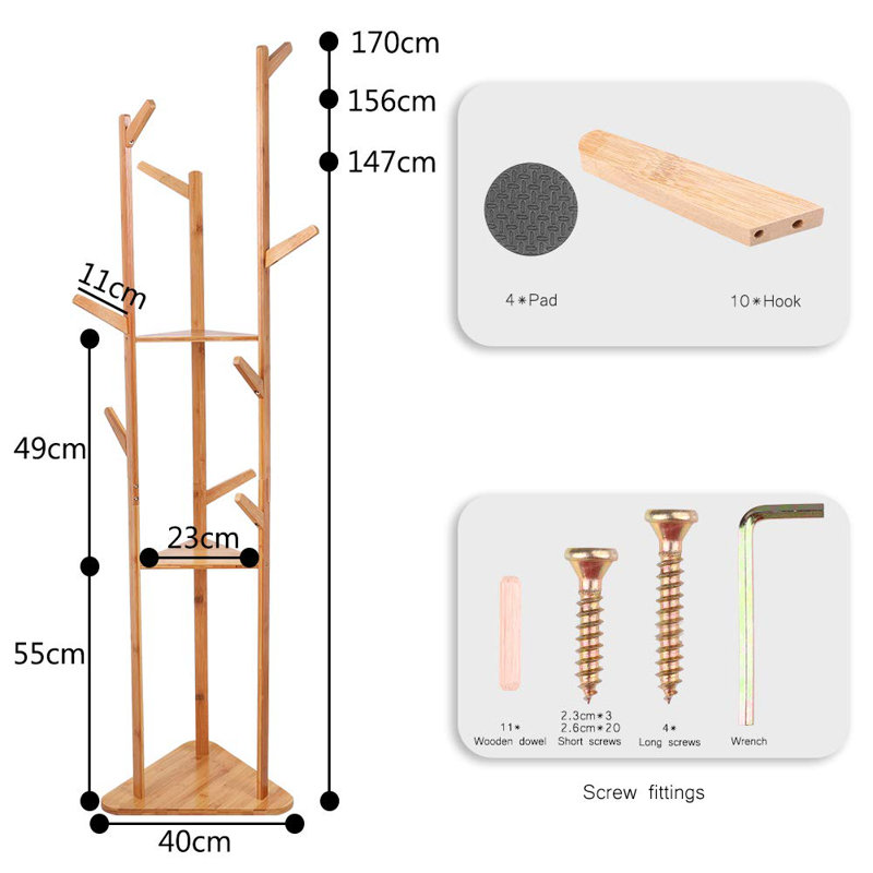 Athanasie Bamboo / Rattan Freestanding Coat Rack