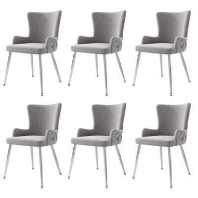 Velvet Upholstered Metal Armchair