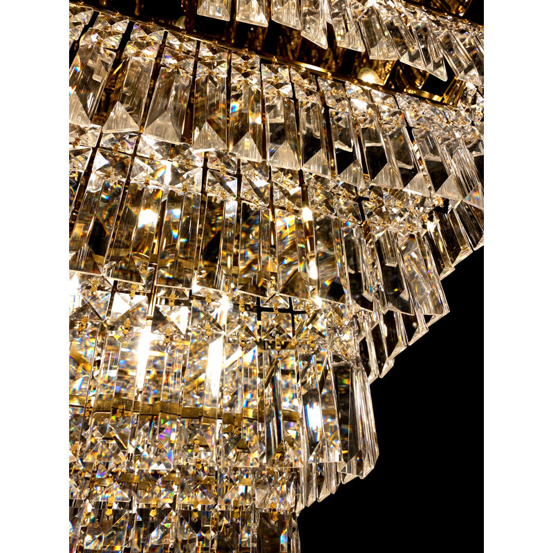 Lustre carré / rectangulaire unique à 13 lumières avec accents en fer forgé Trevorton, Doré