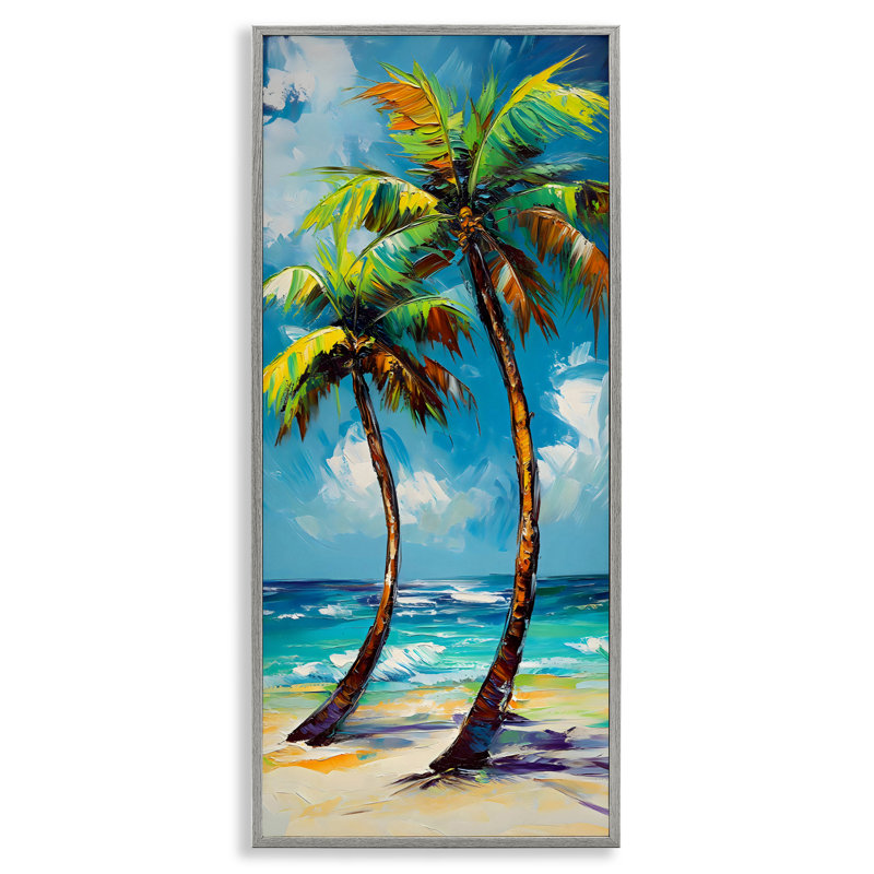 Bendy Palm Trees on Shore, estampe numérique, design par LSR Design Studio, H 24 po x l 10 po, Estampe numérique Farmhouse