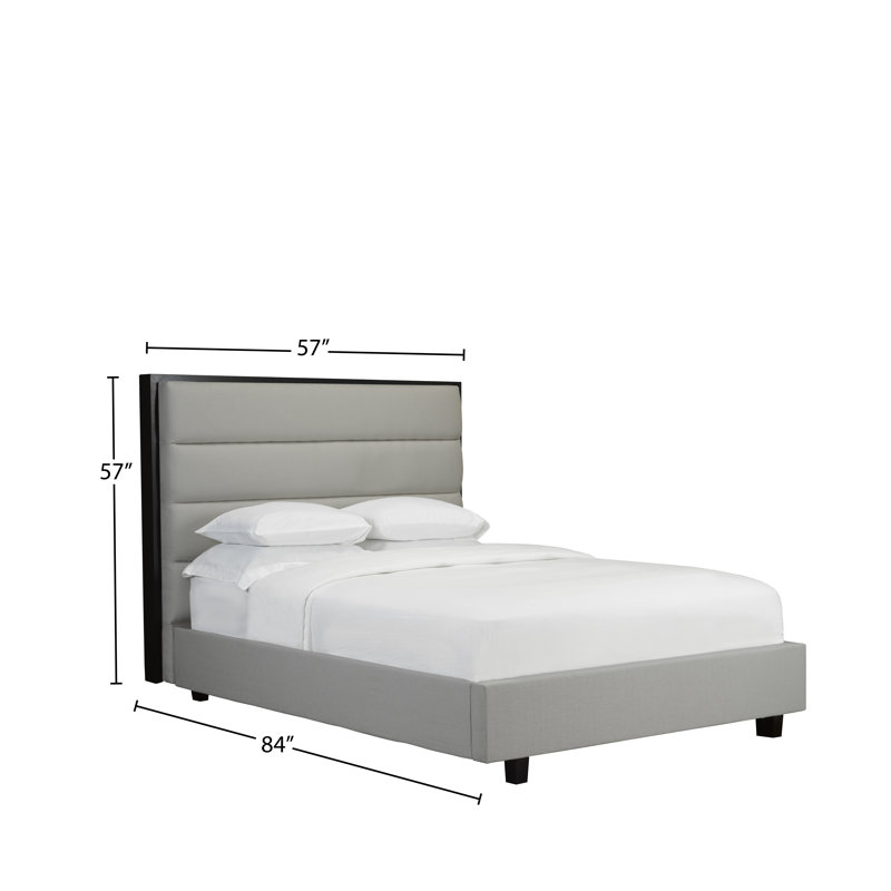 Lit plateforme en tissu d’ameublement Heanor, Double, Gris