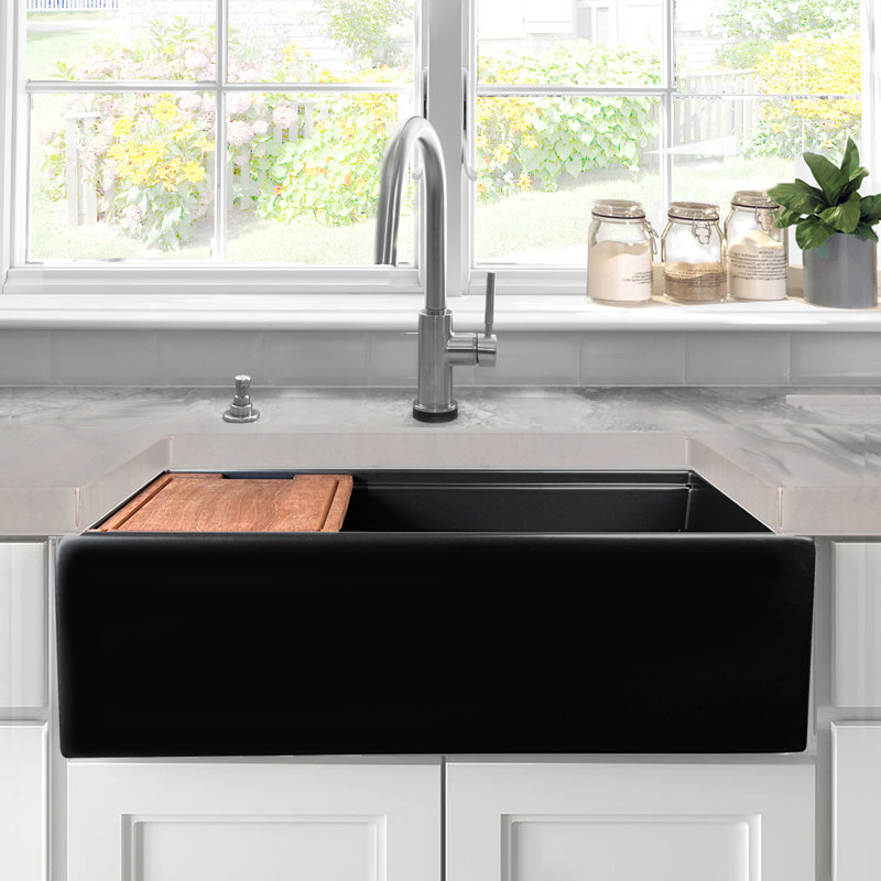 Cape 33'' L Single Basin Kitchen Sink, Matte Black