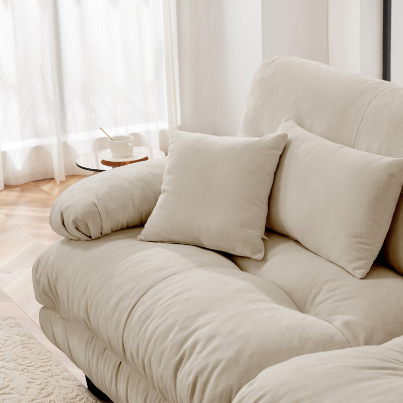 27 canapés avec 2 coussins décoratifs, Orienté à droite, Chenille beige