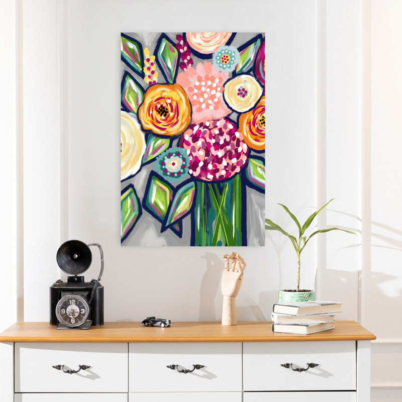 «Spring Mix», art abstrait coloré et audacieux, 24" H x 16" W
