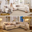Canapé-lit modulaire Comerford avec lit escamotable, canapé modulaire en L avec rangement, canapé Cloud avec assise profonde, chenille, beige-885631420
