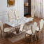 Table de cuisine rectangulaire moderne en faux marbre 70 po avec pieds en acier inoxydable, base au design exquis, idéale pour les réunions de famille
