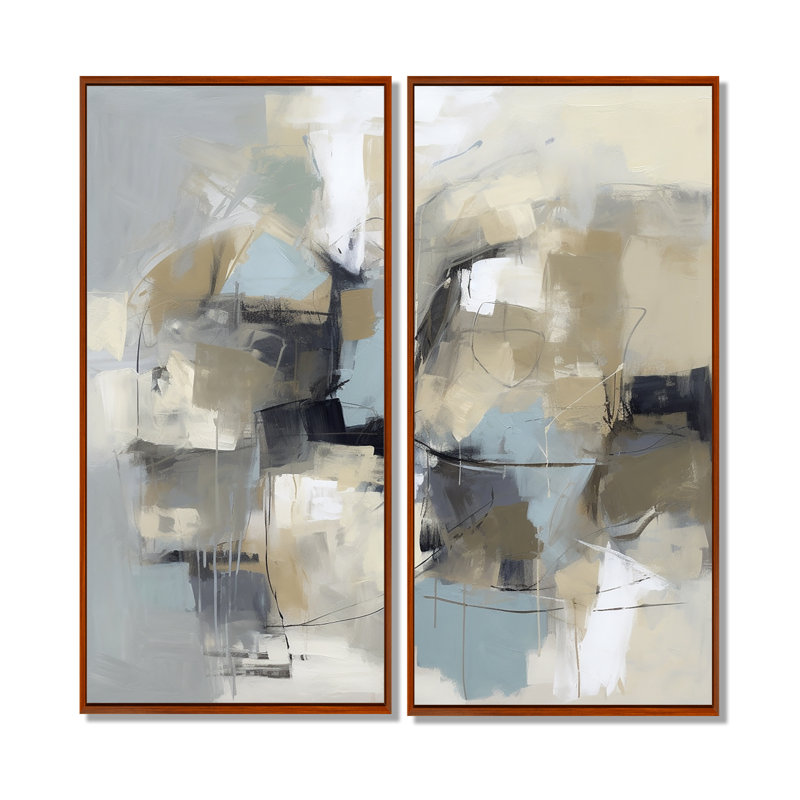 Beige et gris, créativité sans limite I - art mural beige, H 40 po x l 40 po, Impression encadrée flottante, Brun