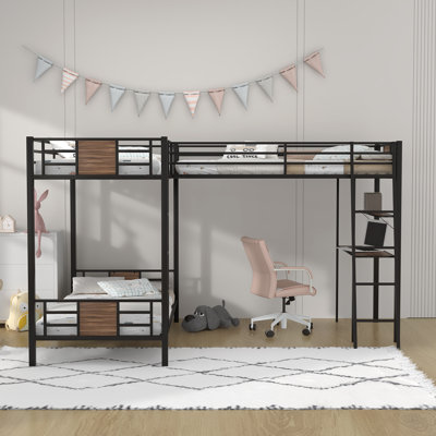 Lit superposé simple en métal avec bureau intégré Loranger par Mason & Marbles