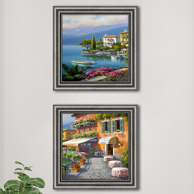 " Seaside Bistro Cafe " 2 - Pieces Painting Print