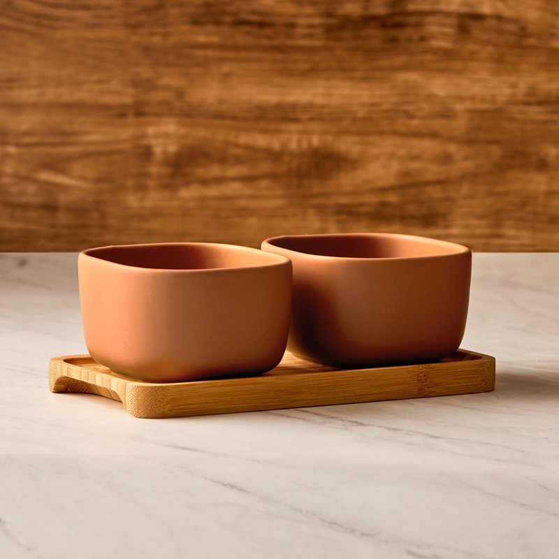 Share Square Bowls, Orange/Brown