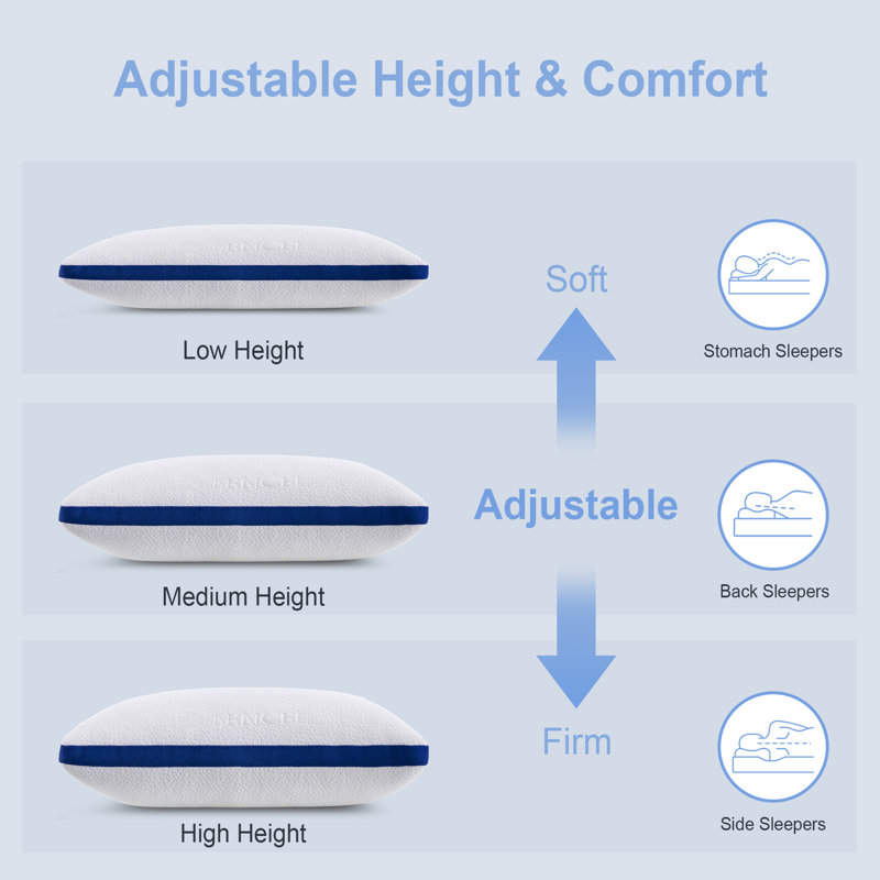 2-Pack Shredded Memory Foam Adjustable Bed Pillows,Medium Feeling with Washable Removable Cover, King