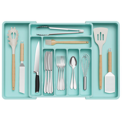 Silverware Drawer Organizer, Expandable Utensil Organizer For Kitchen Drawers, Adjustable Cutlery And Flatware Tray, Plastic Spoons Forks Knives Holder Storage Dividers, Large