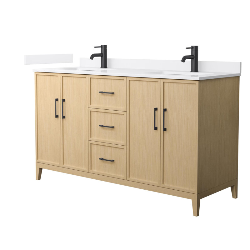 Elan 60'' W Vanity, Matte Black, Carrara Cultured Marble, Tan