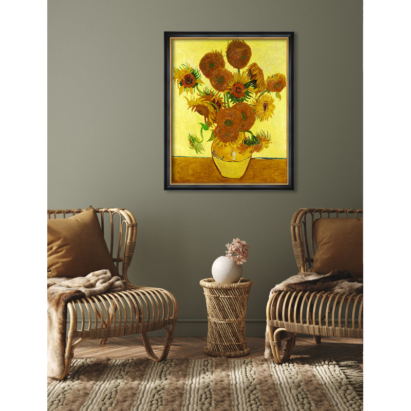 Tournesols I par Vincent Van Gogh. Worldly Famous Classic, estampe numérique, H 30 po x l 24 po x P 0,75 po, Cadre noir
