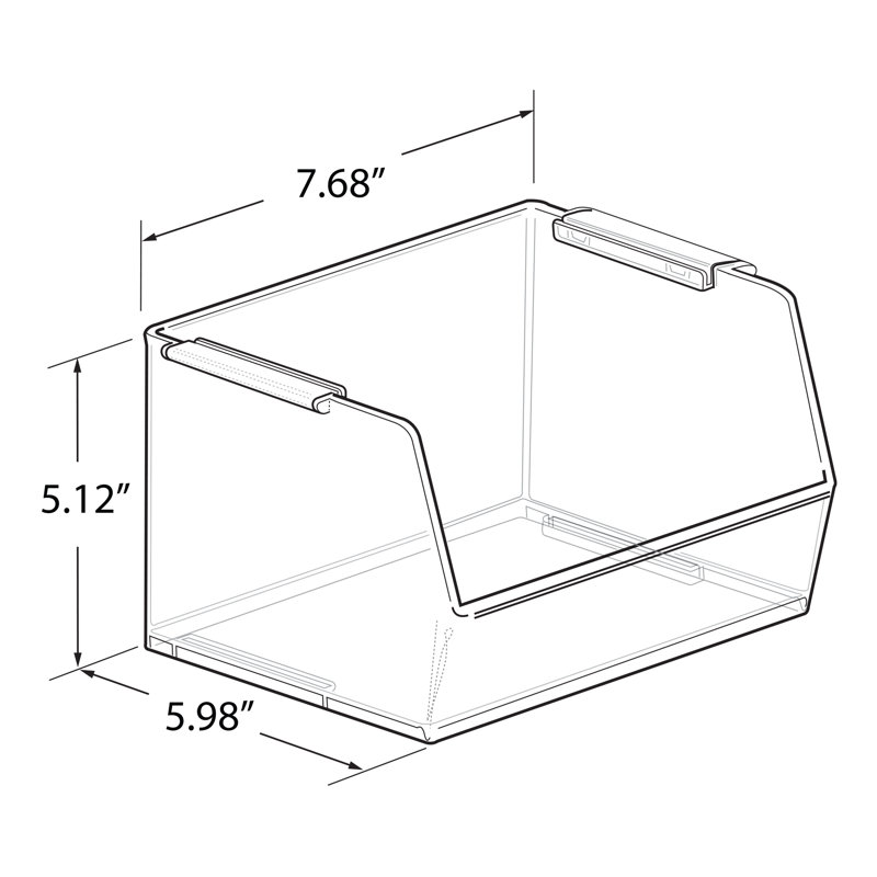Azar Displays Small Clear Stackable Bin, 4-pack