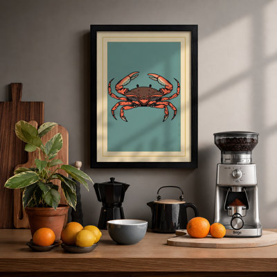 Naturalistic Crab Study Vintage - Framed Print