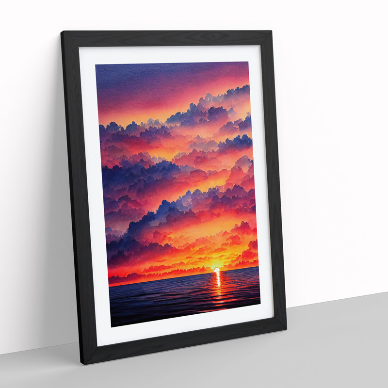 Striking Ocean Sunset No.5 - Framed Print, Black , 64cm H x 46cm W x 2cm D