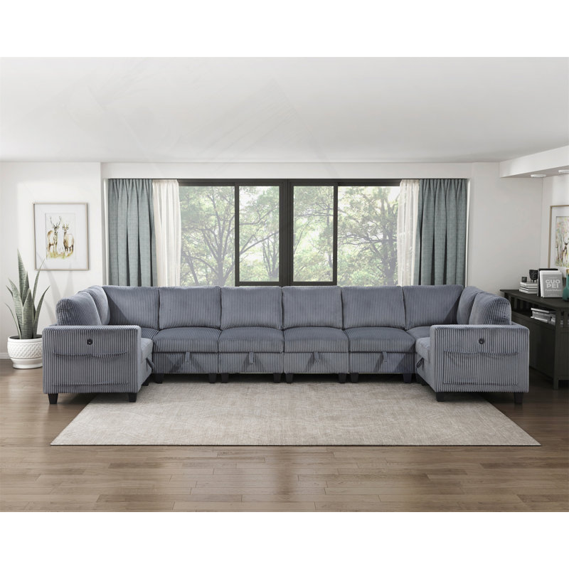 Canapé modulaire 8 pièces avec sièges de rangement 8 pièces, Velours côtelé gris foncé