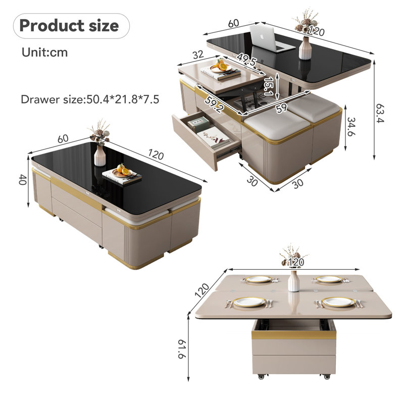 Lift Top Pedestal Coffee Table with Storage