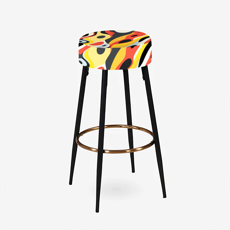 Ensemble de 2 tabourets de bar à motif géométrique jaune et rouge Poupart