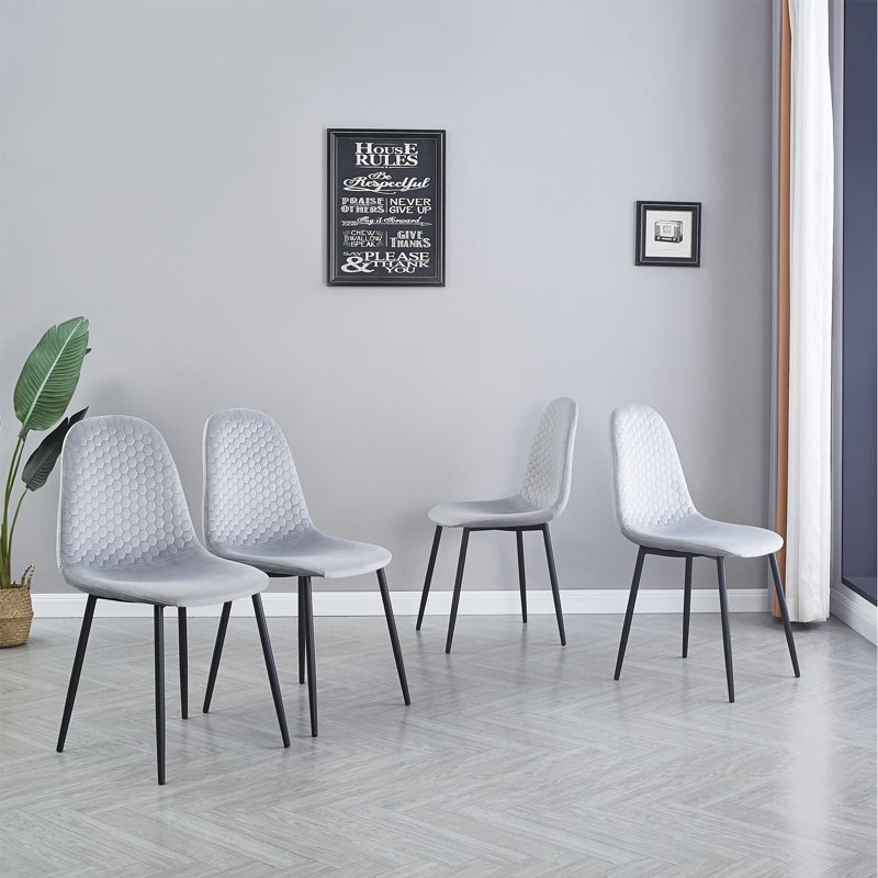 Chaise d'appoint en velours Adryel, Gris clair, Noir