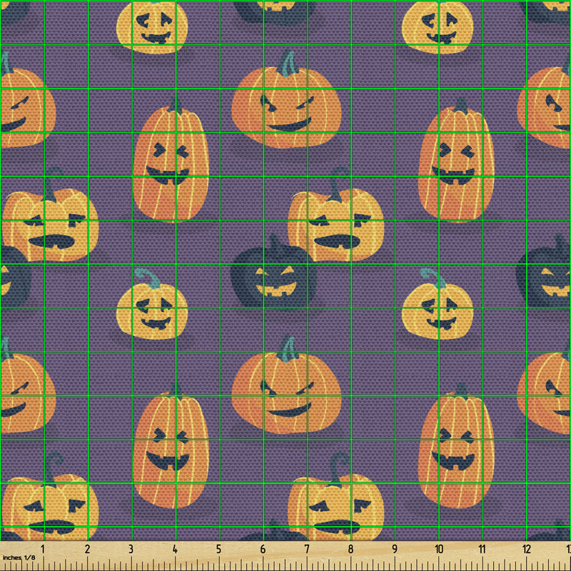 Davian Spooky Pumpkins Funny Evil Harvest Day of the Dead Celebration Layout Multi-Purpose Fabric