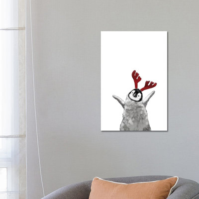 Christmas Reindeer Baby Penguin 1 Piece Wrapped Canvas Wall Art