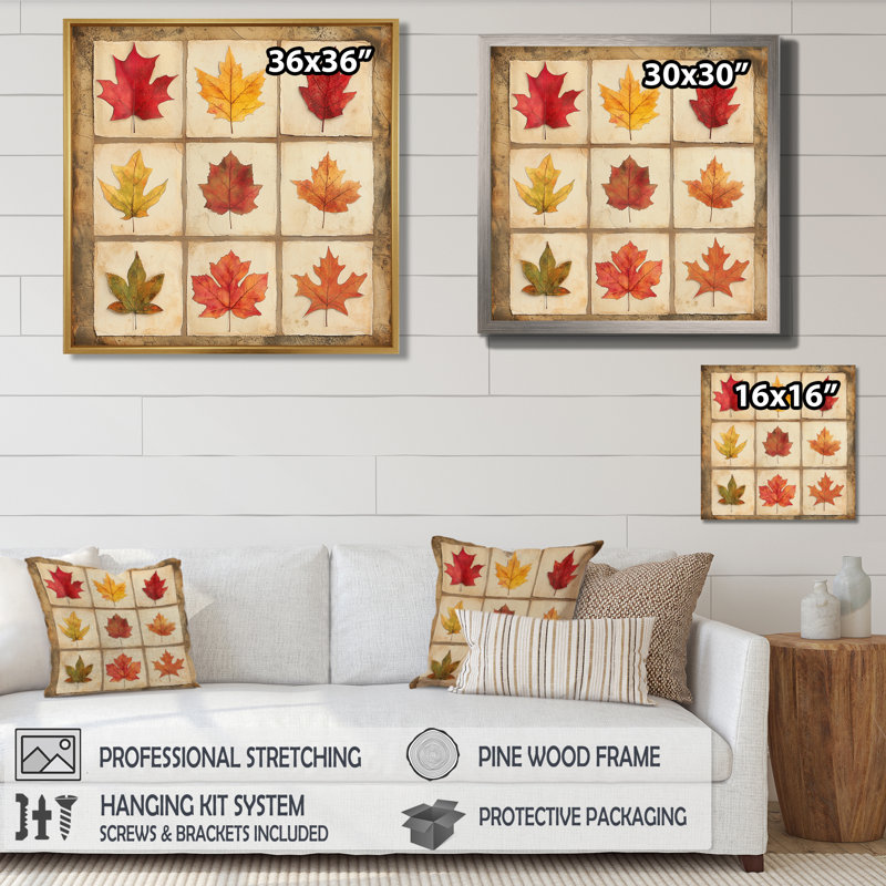 «Fall Leaves», art mural, toile d'automne, Gesse, Toile tendue, H 30 po x l 30 po