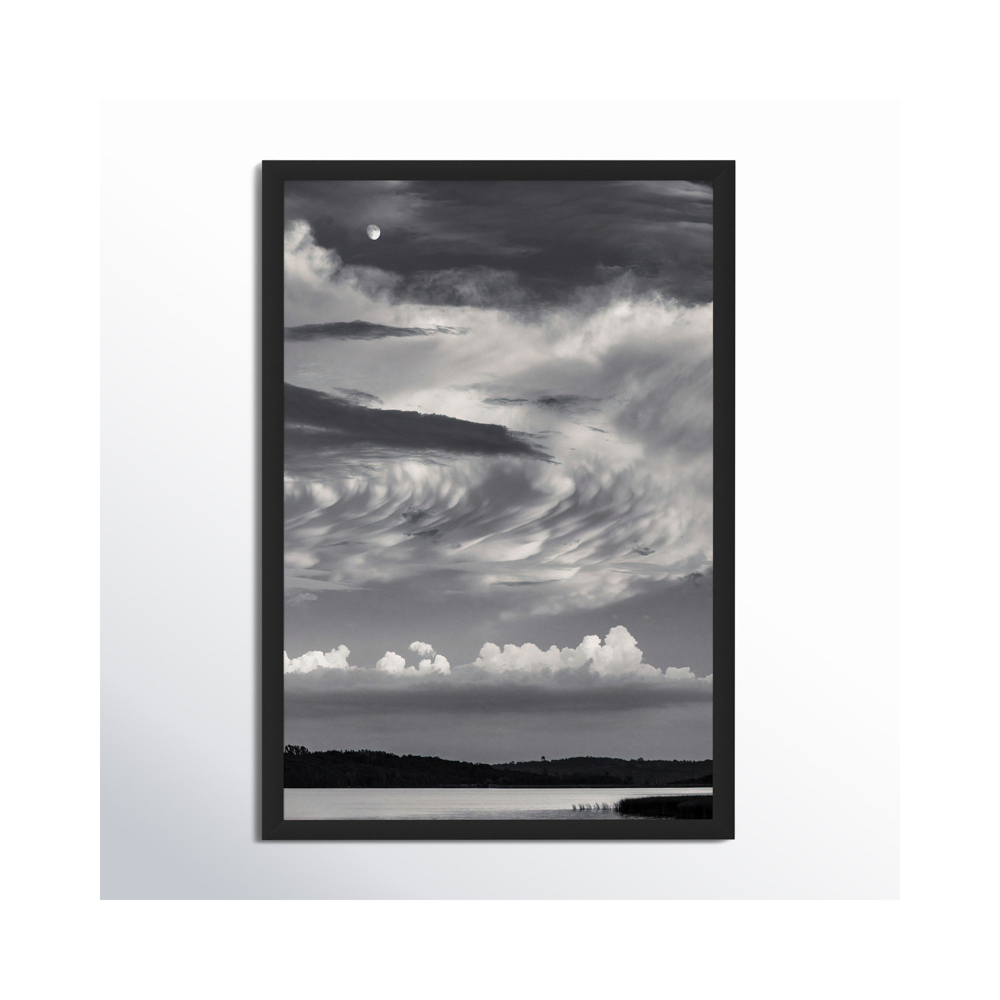 Island Lake Moon by Peter Dušek, 20" H x 14" W x 1.25" D, Black