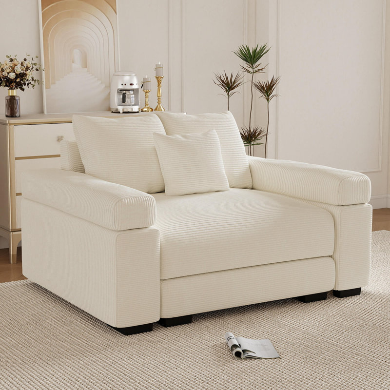 Très grand canapé 54 po Cloud - Velours côtelé doux, Velours côtelé beige