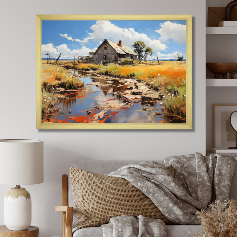 Markisa Farmhouse Expressive Countryside I - Imprimé, H 24 po x l 32 po x P 1 po, Cadre doré simple