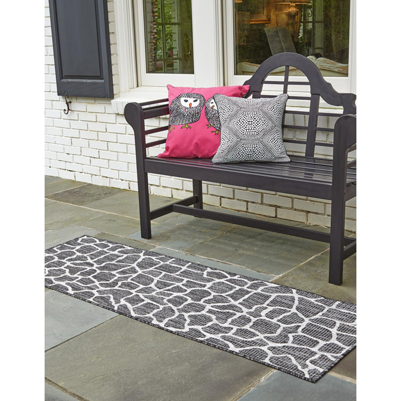 Tapis d'intérieur / extérieur brun / gris Munn, Tapis de couloir 2 pi x 6 pi 1 po