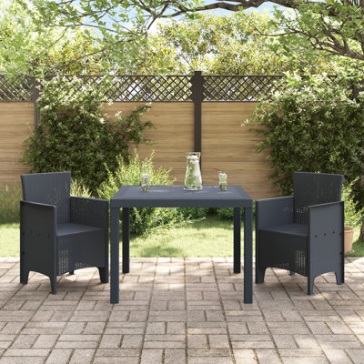 Ensemble de salle à manger de jardin 3 pièces vidaXL en polypropylène anthracite