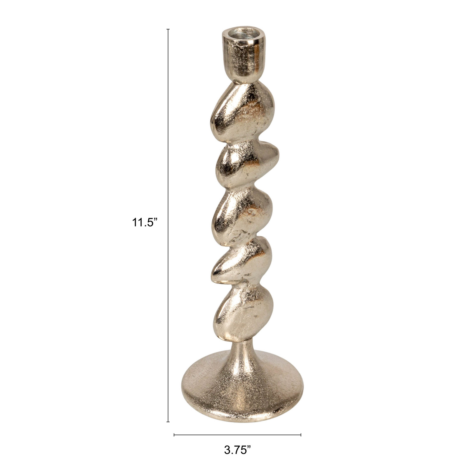 Cast Aluminum Stacked Taper Candle Holder, 11.5" H x 3.75" W x 3.75" D