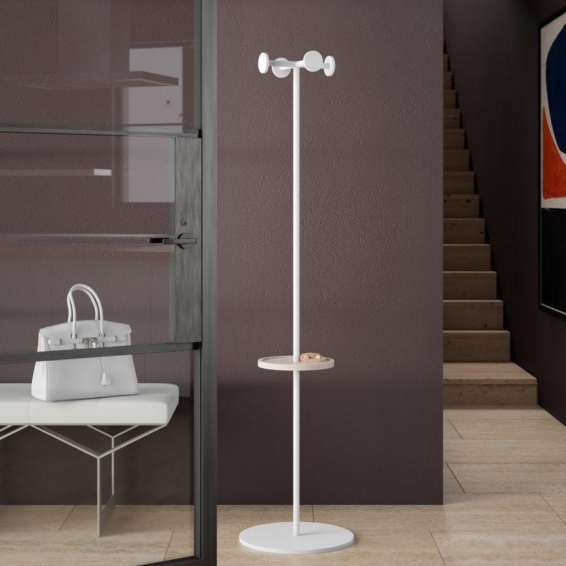 Amos 4 - Hook Coat Rack, White/Whitewashed Ash