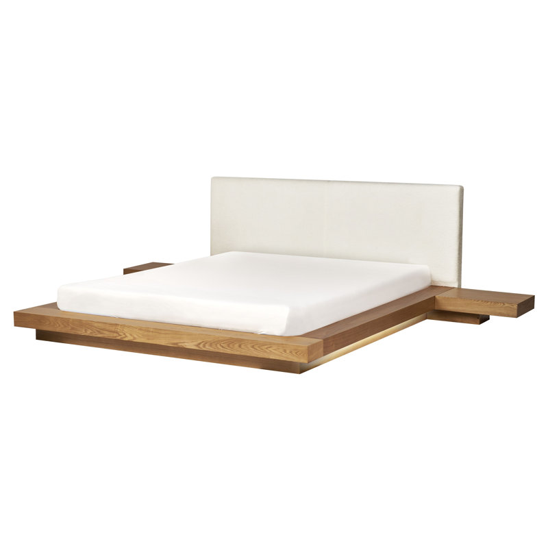 Ronish Upholstered Bed, Light Brown/White, Kingsize (5')