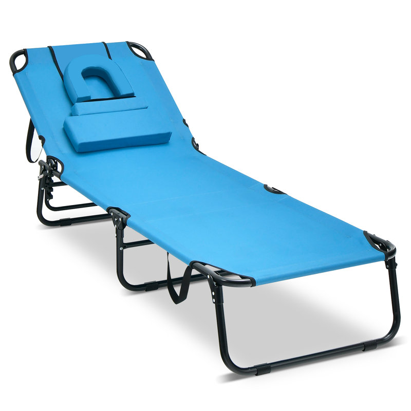Longin Outdoor Metal Chaise Lounge, Blue