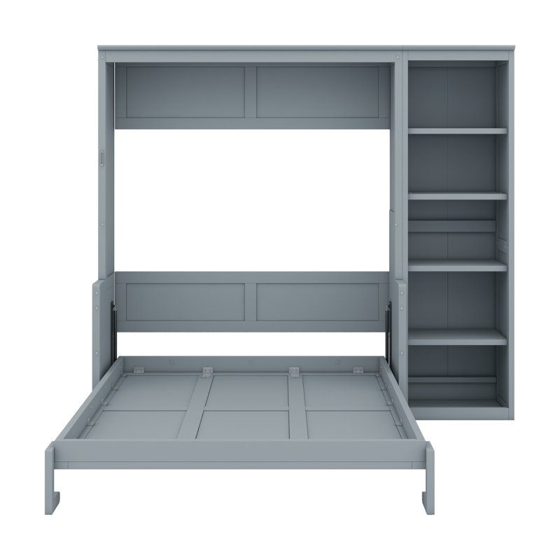 Lit escamotable avec bureau et bibliothèque Murphy, Gris