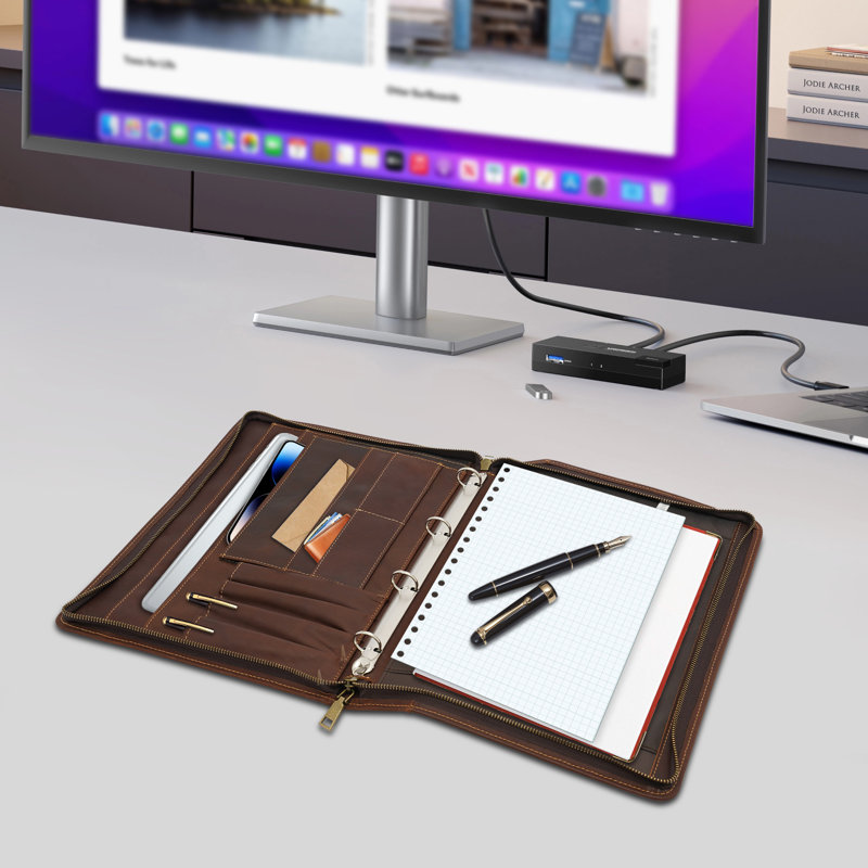 Leather File Organizer, Coffee