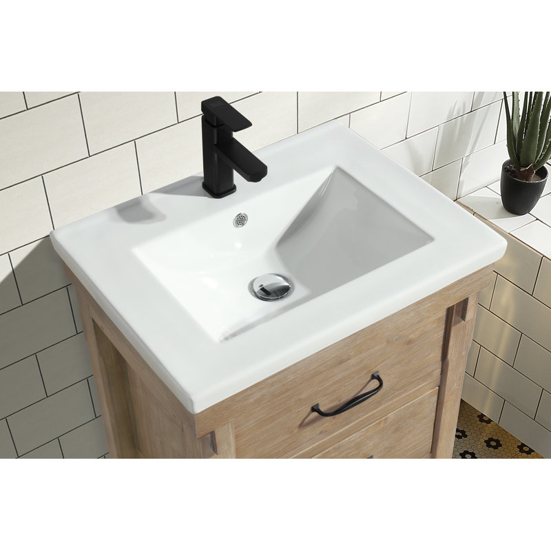 Marina Weathered Fir 24" Single Bathroom Vanity with Ceramic Top