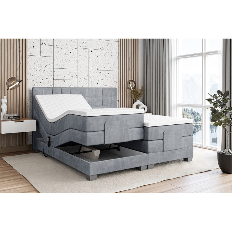 Mariella Bed with Mattress, 180cm W x 200cm L, in Grey
