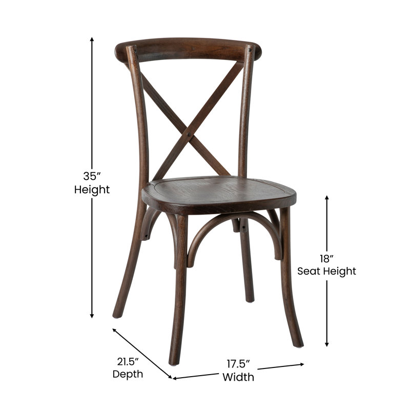 Arquit Stackable Cross-Back Wooden Bistro Chair, Mahogany, 2