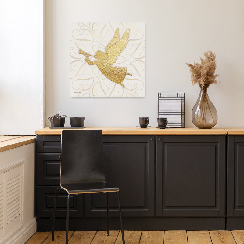 Golden Angel Abstract Contemporary Wall Art Print, 45.72cm H x 45.72cm W