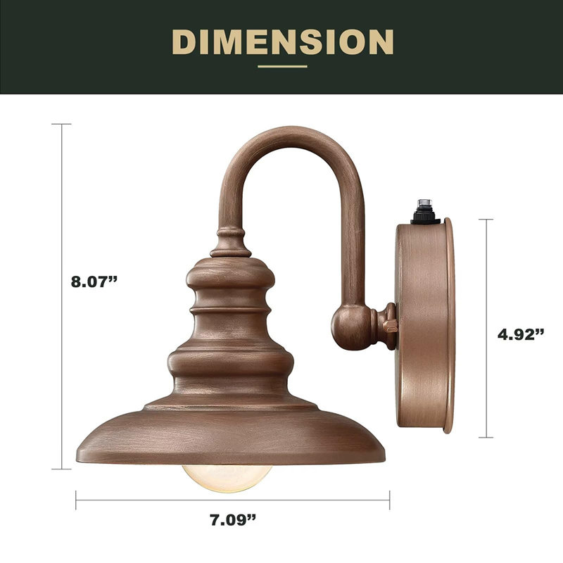 Outdoor Gooseneck Barn Light Fixture Dusk to Dawn Sensor Wall Mounted Porch Lighting Rust-Resistant Outdoor Lantern, Bronze