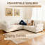 Canapé-lit en L 88,2 po en chenille avec grand lit gigogne, garniture cloutée et accoudoirs roulés - Canapé modulaire convertible 5 places pour le salon, l’appartement et le bureau - Beige-1389448806