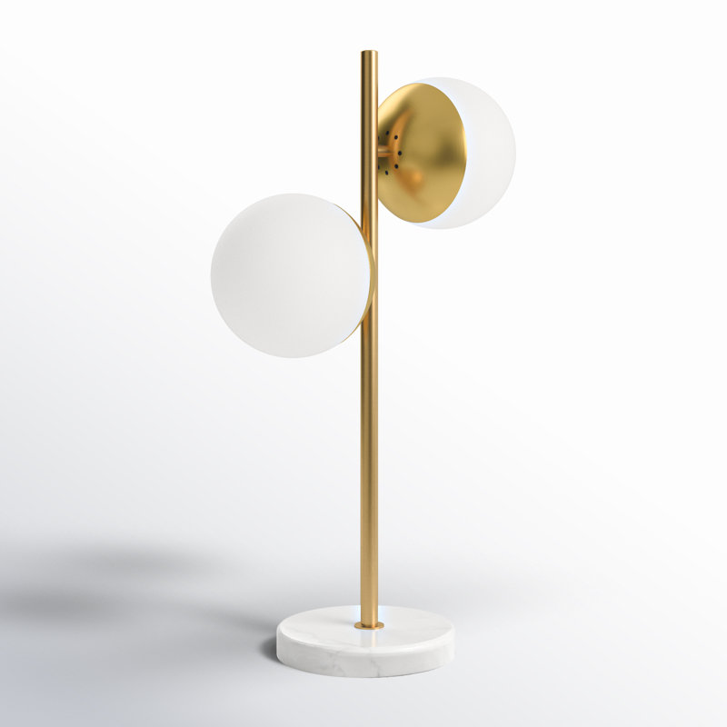 Lampe de table 23 po Yearby, Laiton, Blanc givré