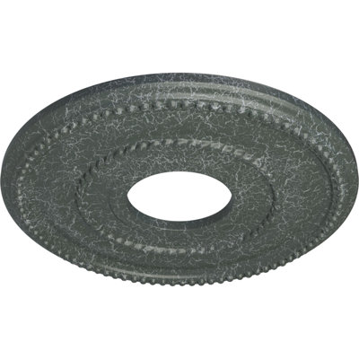 Endurathane Valeriano Ceiling Medallion, 12 1/8"OD x 3 5/8"ID x 3/4"P (Fits Canopies up to 6 1/4"), Hand-Painted Athenian Green Crackle Finish