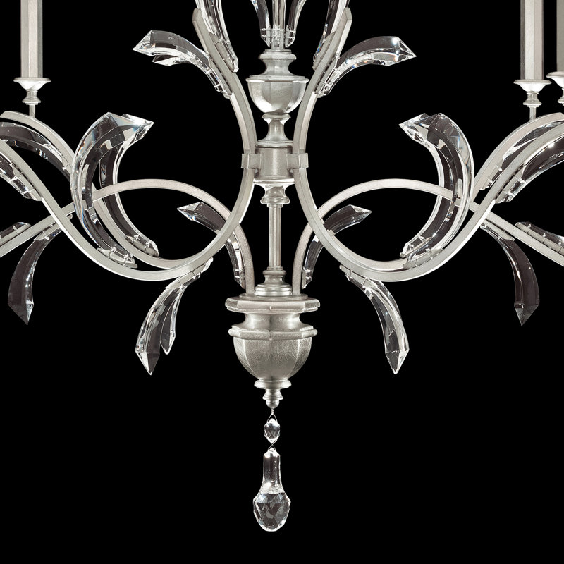 Beveled Arcs 6 - Light Chandelier, Silver Leaf