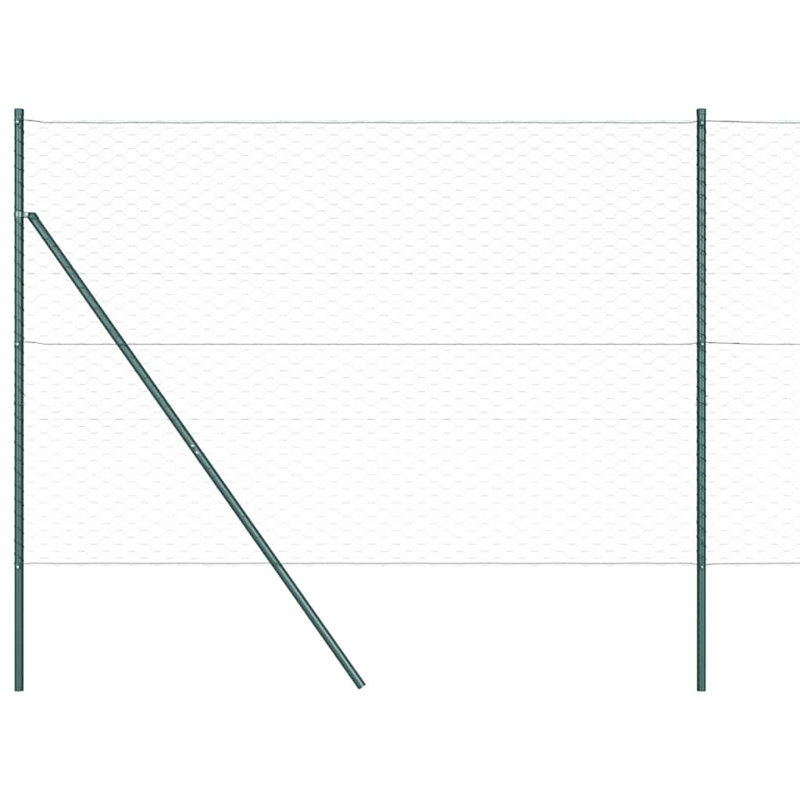 Vidaxl Fence With Posts PVC-Coated Steel, Green, 150cm H x 2500cm W x 3.2cm D