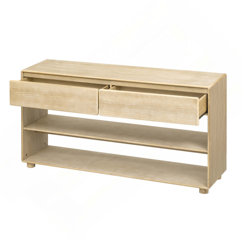 Console rétro avec tiroirs et tablettes pour le hall d'entrée, le couloir et le salon, Bois naturel délavé